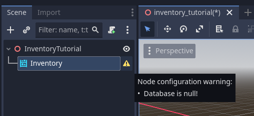 Inventory Warning Missing Database